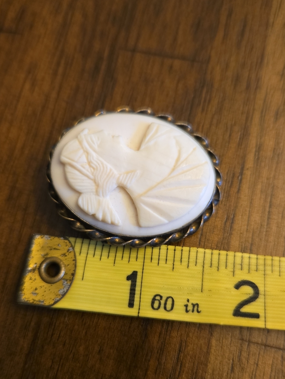 Carved Cameo Brooch in Cream and Brass-Tone - Picture 3 of 3
